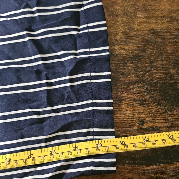 Michael Kors Blue White Striped Wide Leg Flowy Pants w Belt Boho Chic Medium - Picture 10 of 11